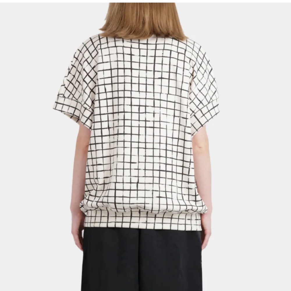Dries Van Noten Halovara Grid Print Blouse Sweatshirt with Rhinestone Details - Picture 11 of 15